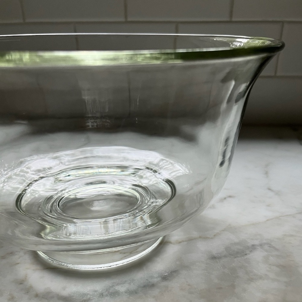 Vintage Green Glass Handblown Bowl